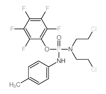 N-[bis(2-chloroethyl)amino-(2,3,4,5,6-pentafluorophenoxy)phosphoryl]-4-methyl-aniline结构式