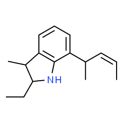 1H-Indole,2-ethyl-2,3-dihydro-3-methyl-7-(1-methyl-2-butenyl)-(9CI)结构式