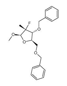 methyl 3,5-di-O-benzyl-2-deoxy-2-fluoro-2-C-methyl-β-D-ribofuranoside结构式