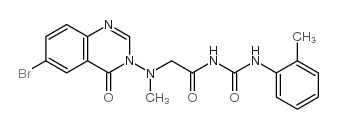 2-[(6-bromo-4-oxo-quinazolin-3-yl)methylamino]-N-[(2-methylphenyl)carb amoyl]acetamide structure