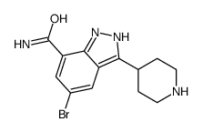 1H-INDAZOLE-7-CARBOXAMIDE, 5-BROMO-3-(4-PIPERIDINYL)- structure