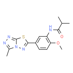 N-[2-Methoxy-5-(3-methyl[1,2,4]triazolo[3,4-b][1,3,4]thiadiazol-6-yl)phenyl]-2-methylpropanamide structure