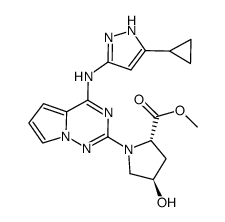 (2S,4R)-methyl 1-(4-(5-cyclopropyl-1H-pyrazol-3-ylamino)pyrrolo[1,2-f][1,2,4]triazin-2-yl)-4-hydroxypyrrolidine-2-carboxylate Structure