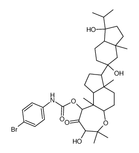 (4-Bromo-phenyl)-carbamic acid 3-(1,5-dihydroxy-1-isopropyl-3a-methyl-octahydro-inden-5-yl)-8-hydroxy-3a,7,7,10a-tetramethyl-9-oxo-dodecahydro-6-oxa-cyclohepta[e]inden-10-yl ester结构式