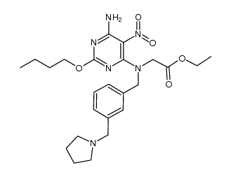 ethyl 2-((6-amino-2-butoxy-5-nitropyrimidin-4-yl)(3-(pyrrolidin-1-ylmethyl)benzyl)amino)acetate结构式