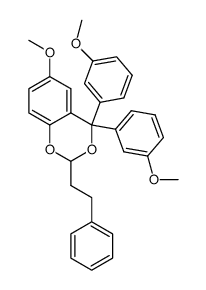 6-methoxy-4,4-bis(3-methoxy-phenyl)-2-phenethyl-4H-benzo[1,3]dioxine Structure