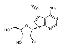 4-amino-5-cyano-7-(2-deoxy-2-chloro-β-D-arabinofuranosyl)pyrrolo<2,3-d>pyrimidine结构式