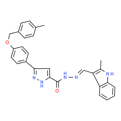 (E)-N-((2-methyl-1H-indol-3-yl)methylene)-3-(4-((4-methylbenzyl)oxy)phenyl)-1H-pyrazole-5-carbohydrazide Structure