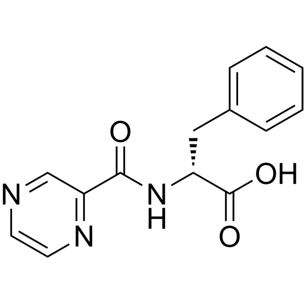 (R)-3-苯基-2-(吡嗪-2-甲酰胺)丙酸结构式