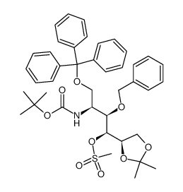 D-Glucitol, 2-deoxy-2-(1,1-dimethylethoxy)carbonylamino-5,6-O-(1-methylethylidene)-3-O-(phenylmethyl)-1-O-(triphenylmethyl)-, 4-methanesulfonate Structure