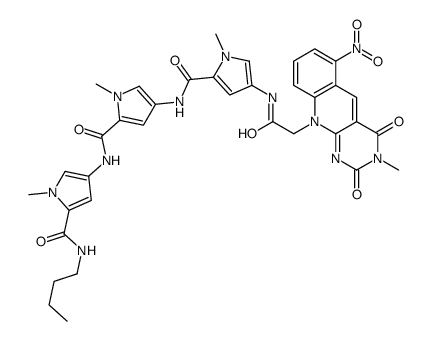 N-[5-[[5-(butylcarbamoyl)-1-methylpyrrol-3-yl]carbamoyl]-1-methylpyrrol-3-yl]-1-methyl-4-[[2-(3-methyl-6-nitro-2,4-dioxopyrimido[4,5-b]quinolin-10-yl)acetyl]amino]pyrrole-2-carboxamide结构式