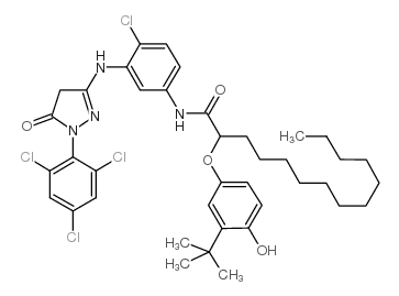 2-(3-tert-butyl-4-hydroxyphenoxy)-N-[4-chloro-3-[[4,5-dihydro-5-oxo-1-(2,4,6-trichlorophenyl)-1H-pyrazol-3-yl]amino]phenyl]myristamide Structure