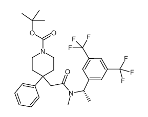 4-({[1-(S)-1-(3,5-bis-trifluoromethyl-phenyl)-ethyl]-methyl-carbamoyl}-methyl)-4-phenyl-piperidine-1-carboxylic acid tert-butyl ester结构式