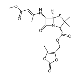 (5-methyl-2-oxo-1,3-dioxolen-4-yl)methyl 6β-(1-methyl-2-methoxycarbonylvinylamino)penicillanate结构式