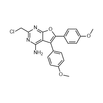 2-(氯甲基)-5,6-双(4-甲氧基苯基)呋喃[2,3-d]嘧啶-4-胺结构式