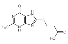 Propanoicacid, 3-[(6,9-dihydro-2-methyl-6-oxo-1H-purin-8-yl)thio]- structure