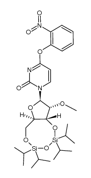 1-(3',5'-O-1,1,3,3-tetraisopropyl-1,3-disilyl)-β-D-ribofuranosyl-2'-O-methyl-4-(2-nitrophenyl)-2-pyrimidinone结构式