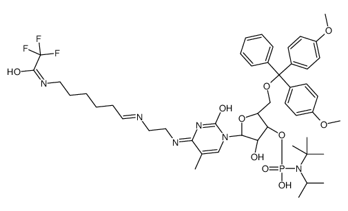 N(4)-(N-(6-trifluoroacetylamidocaproyl)-2-aminoethyl)-5'-O-dimethoxytrityl-5-methyl-2'-deoxycytidine-3'-N,N-diisopropylmethylphosphoramidite结构式