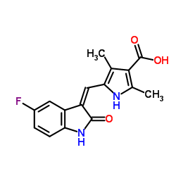 5-((Z)-(5-Fluoro-2-oxoindolin-3-ylidene)methyl)-2,4-dimethyl-1H-pyrrole-3-carboxylic acid Structure