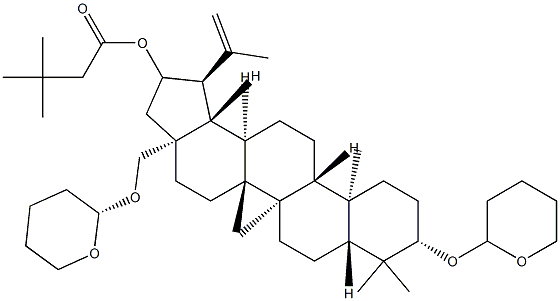 3β,28-Bis[(tetrahydro-2H-pyran-2-yl)oxy]lup-20(29)-en-21β-ol 3,3-dimethylbutanoate结构式