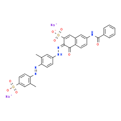 disodium 7-(benzoylamino)-4-hydroxy-3-[[3-methyl-4-[(2-methyl-4-sulphonatophenyl)azo]phenyl]azo]naphthalene-2-sulphonate Structure