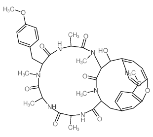 Cyclo(D-alanyl-L-seryl-N,O-dimethyl-L-tyrosyl-L-alanyl-N-methyl-L-tyrosyl-3-hydroxy-N,O-dimethyl-L-tyrosyl),cyclic (54®63)-ether Structure