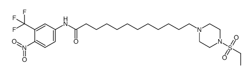 12-(4-ethanesulfonyl-piperazin-1-yl)-dodecanoic acid (4-nitro-3-trifluoromethyl-phenyl)-amide结构式