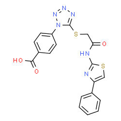 4-[5-({2-Oxo-2-[(4-phenyl-1,3-thiazol-2-yl)amino]ethyl}sulfanyl)-1H-tetrazol-1-yl]benzoic acid结构式