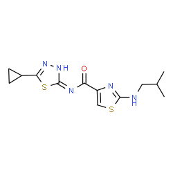 N-[(2E)-5-cyclopropyl-1,3,4-thiadiazol-2(3H)-ylidene]-2-[(2-methylpropyl)amino]-1,3-thiazole-4-carboxamide结构式