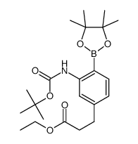 ethyl 3-(3-(tert-butoxycarbonylamino)-4-(4,4,5,5-tetramethyl-1,3,2-dioxaborolan-2-yl)phenyl)propanoate Structure