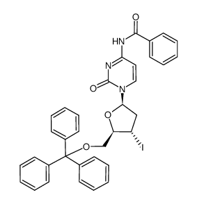 N4-benzoyl-2',3'-dideoxy-3'-iodo-5'-O-tritylcytidine结构式