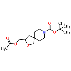 2-Methyl-2-propanyl 3-(acetoxymethyl)-2-oxa-8-azaspiro[4.5]decane-8-carboxylate结构式