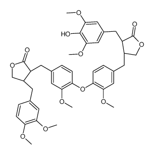 (3R,4R)-4-[(3,4-dimethoxyphenyl)methyl]-3-[[4-[4-[[(3R,4R)-4-[(4-hydroxy-3,5-dimethoxyphenyl)methyl]-5-oxooxolan-3-yl]methyl]-2-methoxyphenoxy]-3-methoxyphenyl]methyl]oxolan-2-one结构式