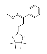 (E)-3-(4,4,5,5-Tetramethyl-1,3,2-dioxaborolan-2-yl)propiophenone O-methyloxime结构式