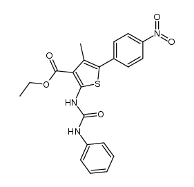 4-methyl-5-(4-nitro-phenyl)-2-(3-phenyl-ureido)-thiophene-3-carboxylic acid ethyl ester Structure