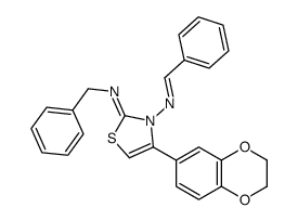 N-benzyl-3-(benzylideneamino)-4-(2,3-dihydro-1,4-benzodioxin-6-yl)-1,3-thiazol-2-imine Structure