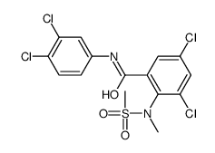 3,5-dichloro-N-(3,4-dichlorophenyl)-2-[methyl(methylsulphonyl)amino]benzamide structure