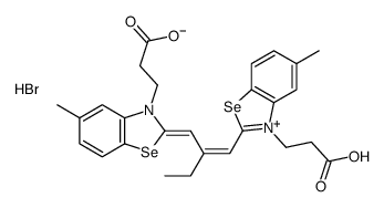 3-(2-carboxyethyl)-2-[2-[[3-(2-carboxyethyl)-5-methyl-(3H)-benzoselenazol-2-ylidene]methyl]but-1-enyl]-5-methylbenzoselenazolium bromide结构式