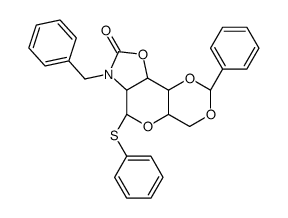 N-苄基-2-氨基-4,6-邻苯亚甲基-2-N,3-邻羰基-2-脱氧-1-硫代-β-D-吡喃葡萄糖苷苯酯结构式