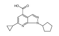 1H-Pyrazolo[3,4-b]pyridine-4-carboxylic acid, 1-cyclopentyl-6-cyclopropyl- structure