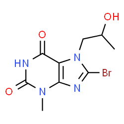 8-Bromo-7-(2-hydroxypropyl)-3-methyl-3,7-dihydro-1H-purine-2,6-dione结构式