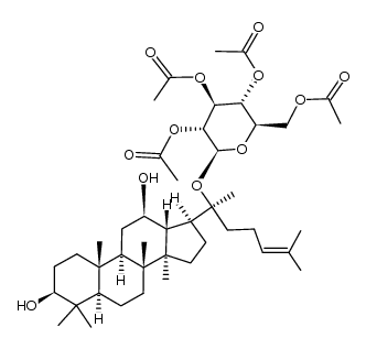 20-O-(2,3,4,6-tetra-O-acetyl-β-D-glucopyranosyl)dammar-24-ene-3β,12β,20(S)-triol Structure