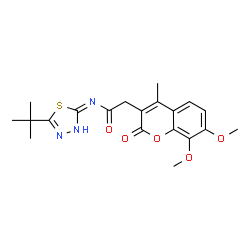 N-[(2E)-5-tert-butyl-1,3,4-thiadiazol-2(3H)-ylidene]-2-(7,8-dimethoxy-4-methyl-2-oxo-2H-chromen-3-yl)acetamide Structure