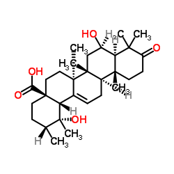 6,19-二羟基乌苏-12-烯-3-氧代-28-酸结构式