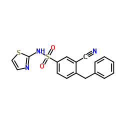 4-benzyl-3-cyano-N-(thiazol-2-yl)benzenesulfonamide结构式