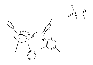 [Pd(dppe)(Me)(PMes2H)]OTf Structure