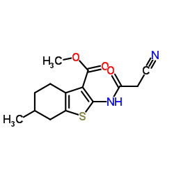 Methyl 2-[(cyanoacetyl)amino]-6-methyl-4,5,6,7-tetrahydro-1-benzothiophene-3-carboxylate结构式