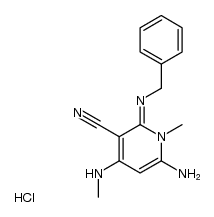 6-Amino-2-(benzylimino)-3-cyan-1-methyl-4-(methylamino)-1,2-dihydropyridin-hydrochlorid Structure