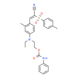 3-[4-[ethyl[2-[[(phenylamino)carbonyl]oxy]ethyl]amino]-2-methylphenyl]-2-[(4-methylphenyl)sulphonyl]acrylonitrile structure