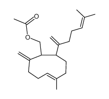 1-Methyl-7-(5-methyl-1-methylene-4-hexenyl)-5-methylene-1-cyclononene-6-methanol acetate结构式